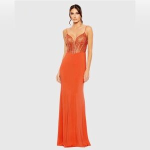 Mac Duggal orange evening gown
